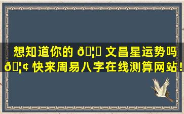 想知道你的 🦅 文昌星运势吗 🦢 快来周易八字在线测算网站！